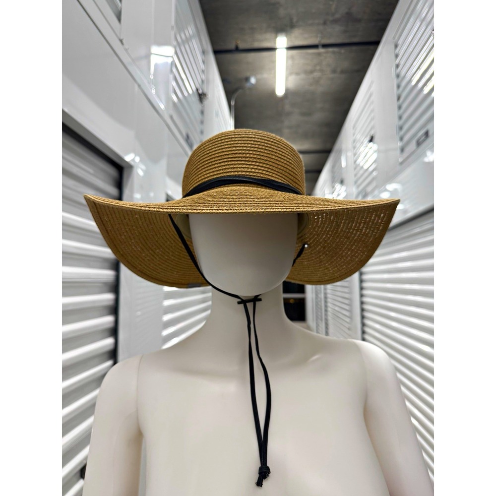 Columbia Women's Wide Brim Sun Hat w/ Chin Strap Beige/Black Solid S/M